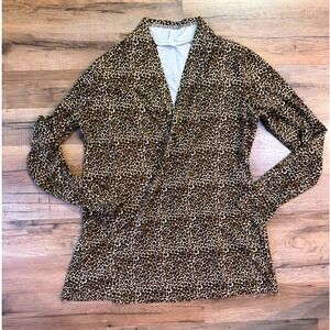 Animal Print Leopard Brown Halloween Long Sleeve Open Front Cardigan